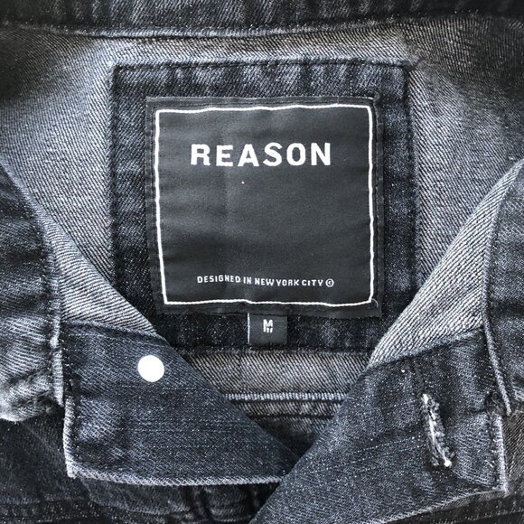 Reason Black Denim Jacket Mens Size Medium Apollo X RSN-1 Moto Style  NWOT - Picture 5 of 7